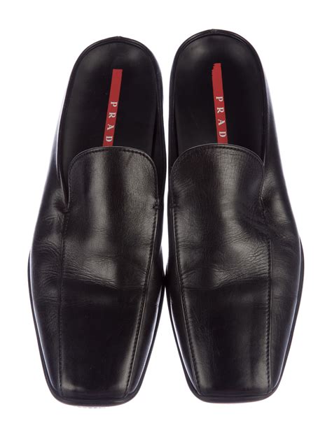 prada black square toe mules